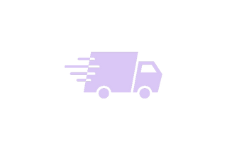 A minimalist icon of a delivery truck in light purple, suggesting speed and efficiency with motion lines extending from the back of the truck.